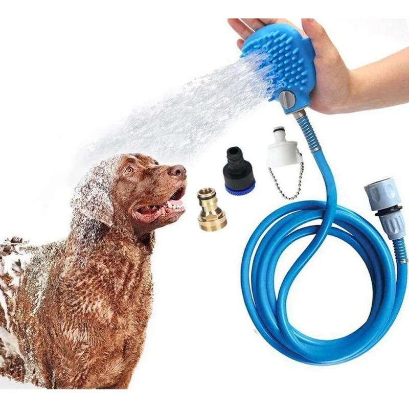 Подвижен душ с четка за къпане на домашни любимци pet bathing tool