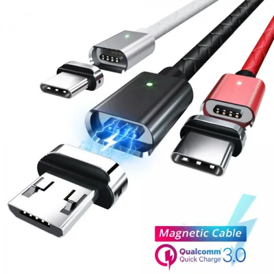Кабел за зареждане 2в1 с магнит- Micro USB/ IOS USB