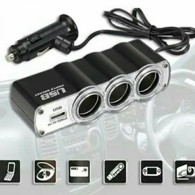 За запалка 1 към 3 + 1 бр. USB 12V разклонител