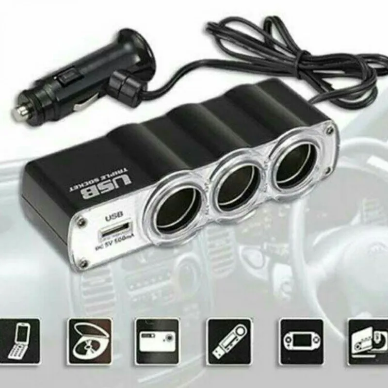 За запалка 1 към 3 + 1 бр. USB 12V разклонител