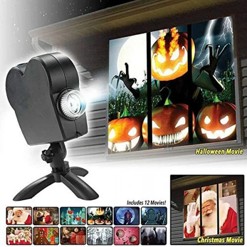 С 12 тематични видеа Window Wonderland Projector проектор