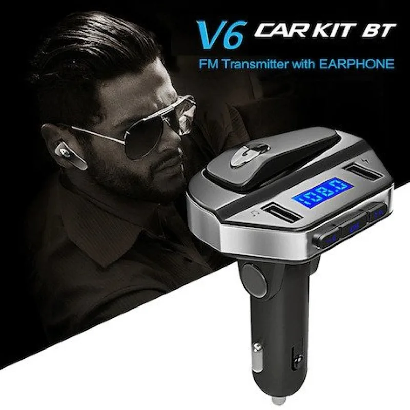 С hands-free слушалка V6 трансмитер