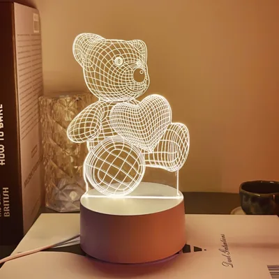 3D LED нощна лампа Мече декоративна