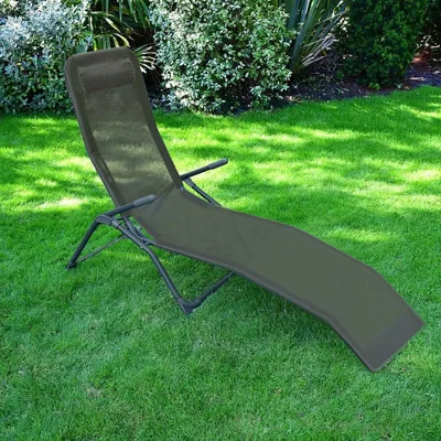 Сгъваем шезлонг - 178x60x92 см. сив