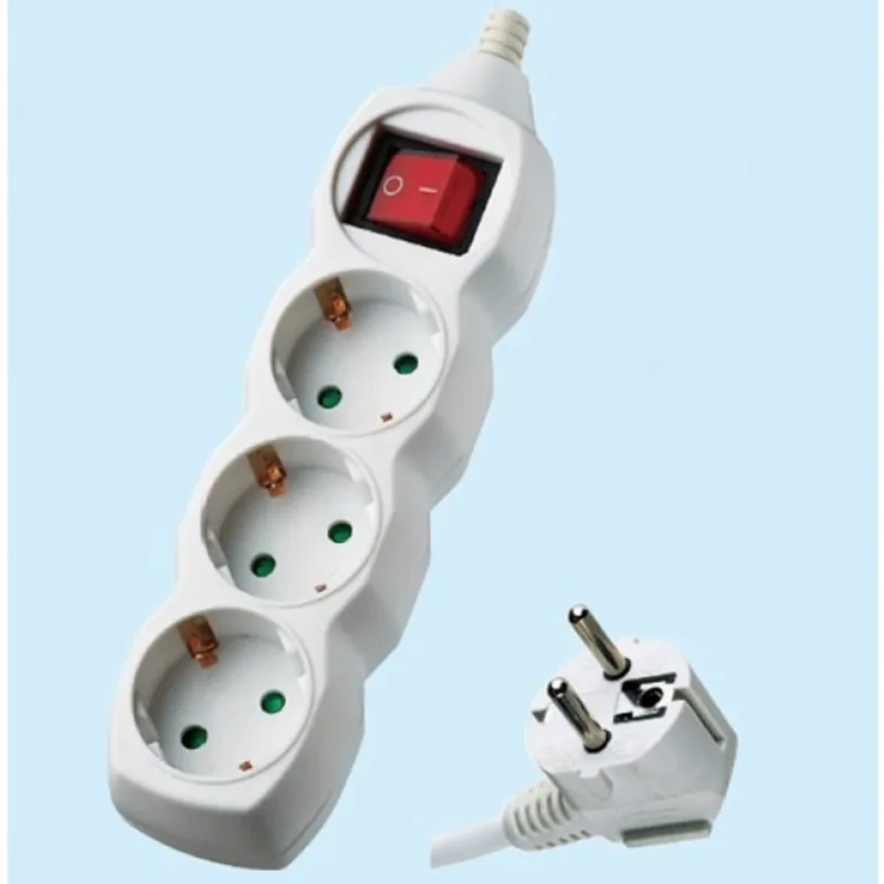 С 3 гнездаи ключ, 3 м. кабел, 4000W разклонител