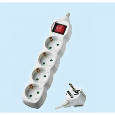 С 4 гнезда и ключ, 1.5 м. кабел, 4000W разклонител