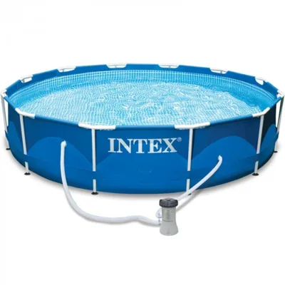 Басейн Intex с метална рамка и филтърна помпа, диаметър 366 см