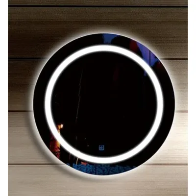LED огледало с часовник - 60 см. кръгло