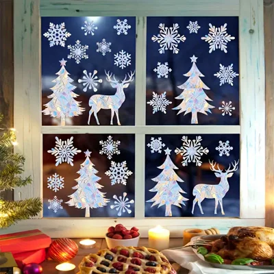 Коледни стикери за прозорец със снежинки, 30x20 см