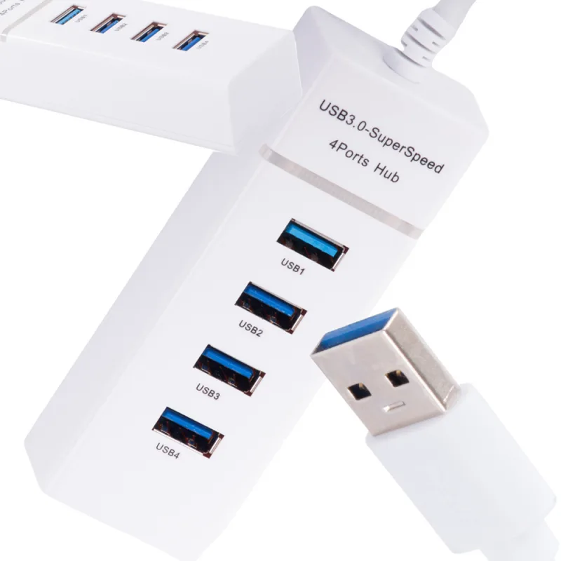 3.0 адаптер с 4 порта - бял USB