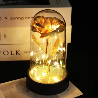 Малка вечна роза с LED лампички, 15 см