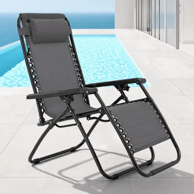 Шезлонг тъмносив Zero gravity 173x67x110 см сгъваем