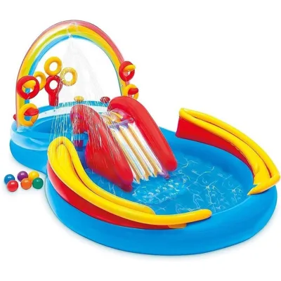 Детски надуваем център за игра Intex 57453NP Rainbow, 297 х 193 х 135