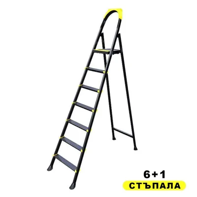 Метална сгъваема стълба със 6+1 стъпала, до 150 кг