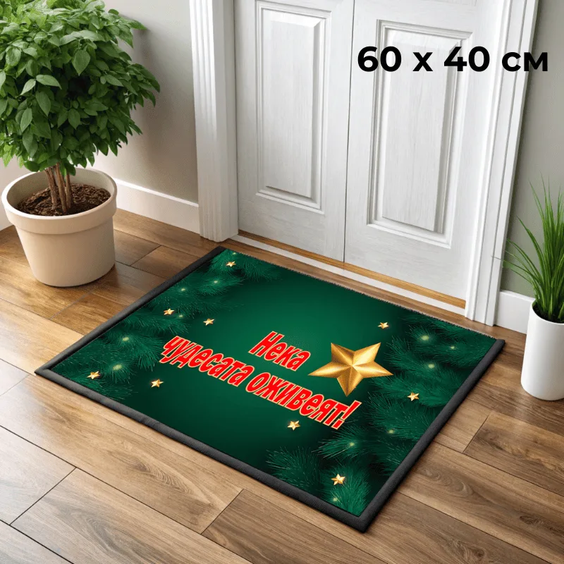 60x40 Коледна изтривалка, зелена см