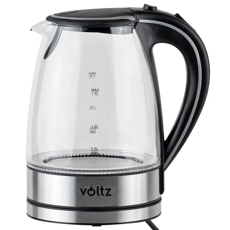 Електрическа кана Voltz V51230E, 2200W, 1.7L , стъклена, светеща Oliver Voltz