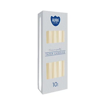 Свещи конус екрю, 10 броя, ø2.3x24.5 см
