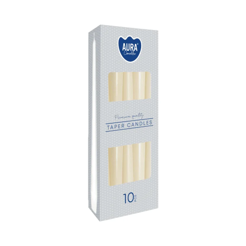 Свещи конус екрю, 10 броя, ø2.3x24.5 см