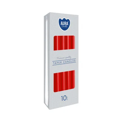 Свещи конус червени, 10 броя, ø2.3x24.5 см