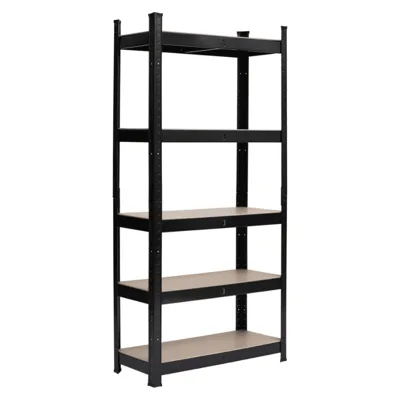 Метален стелаж черен, 5 MDF рафта, 180х90х40 см