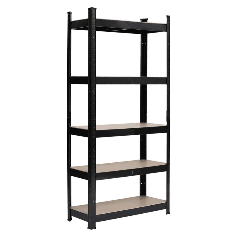 Метален стелаж черен, 5 MDF рафта, 180х90х40 см
