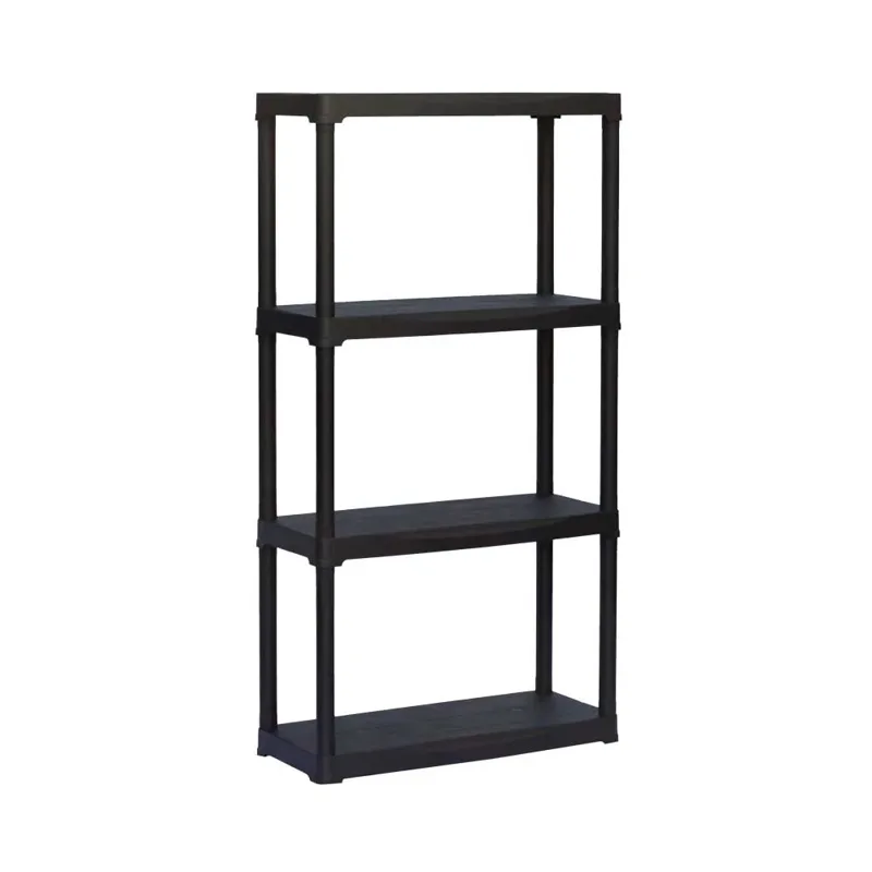 PVC стелаж черен, 4 рафта, 60х30х133 см