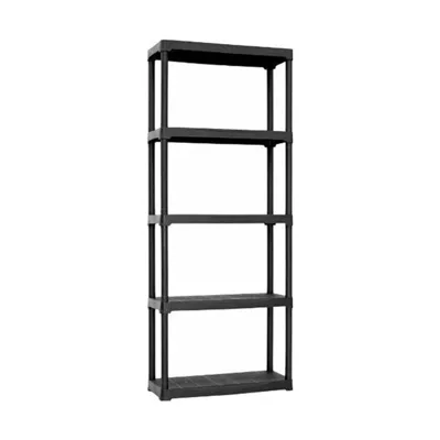 PVC стелаж черен, 5 рафта, 70х30х176 см