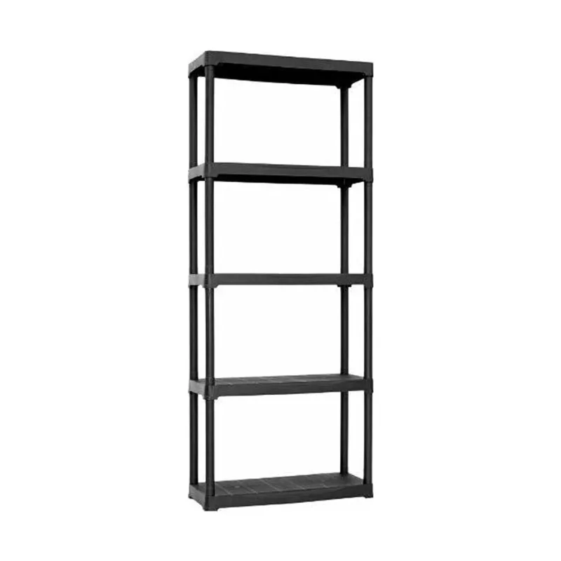 PVC стелаж черен, 5 рафта, 70х30х176 см