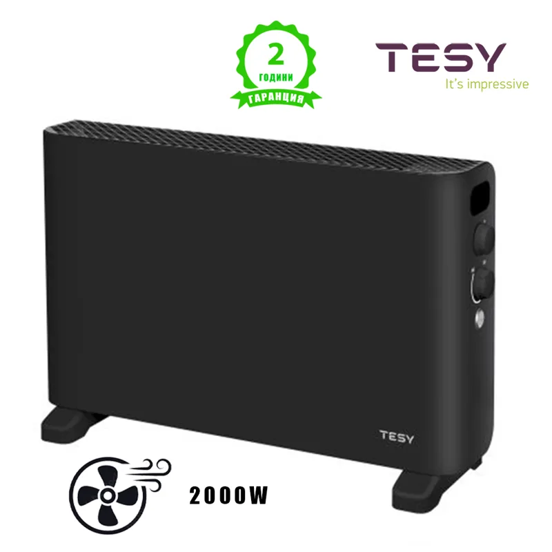 Конвектор Tesy CN 207 ZF, 2000 W, с вентилатор, черен