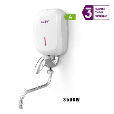 Проточен бойлер Tesy 3,5 kW с керамична батерия, над мивка