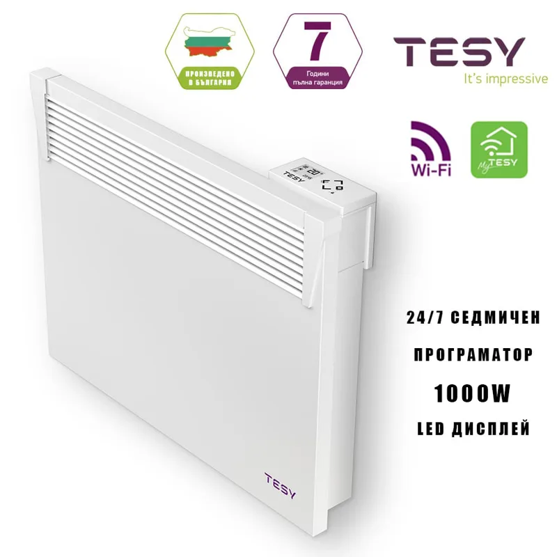 WiFi конвектор Tesy CN 031 100 EI Cloud, 1000 W, за стена