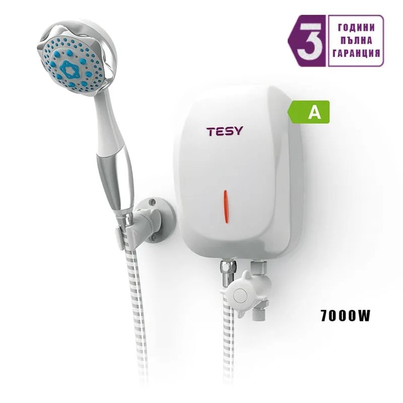 Проточен бойлер TESY 7000 W с душ слушалка