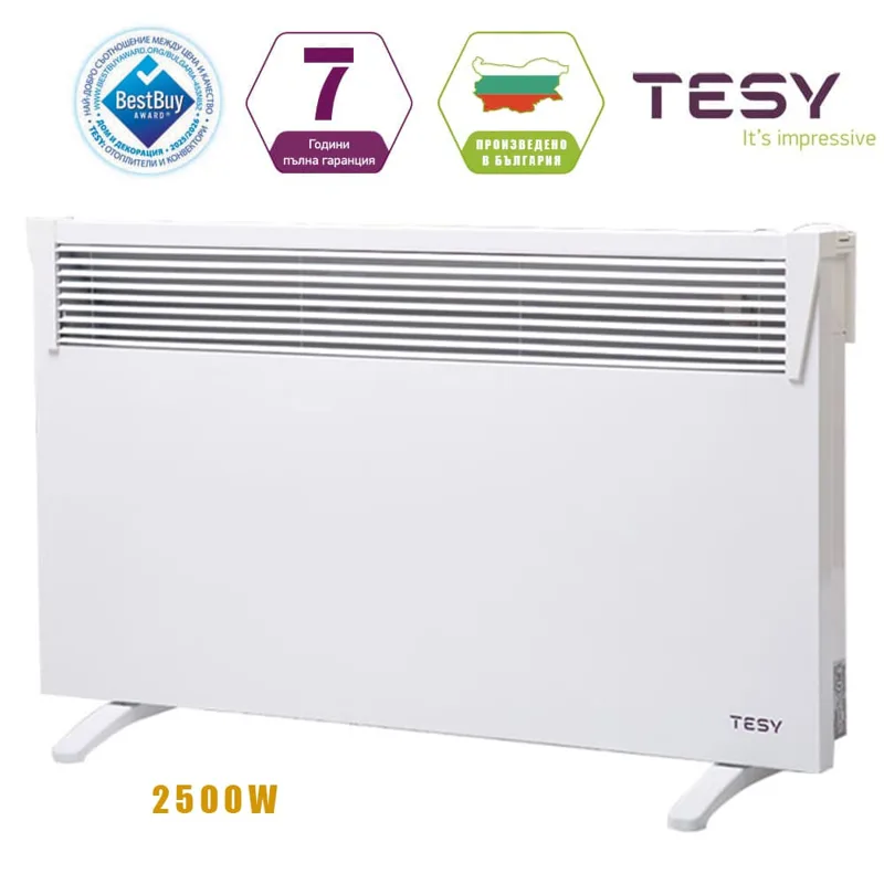 Конвектор TESY HeatEco 2500 W с механичен термостат