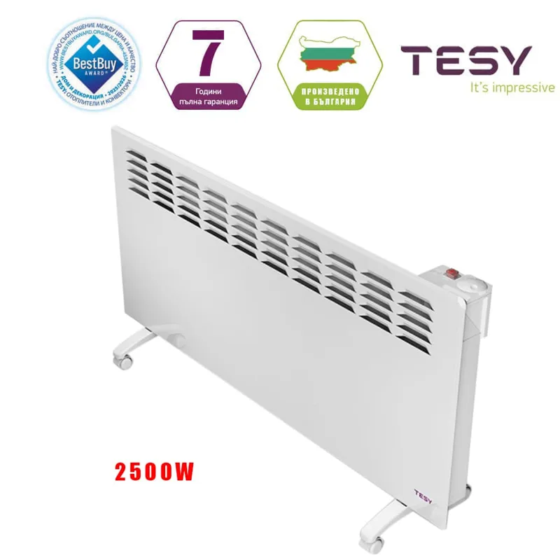 Конвектор TESY ConvEco 2500 W, подов, с колела