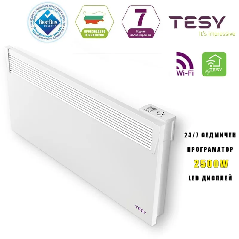 WiFi конвектор TESY CN 031 250, 2500 W, за стена