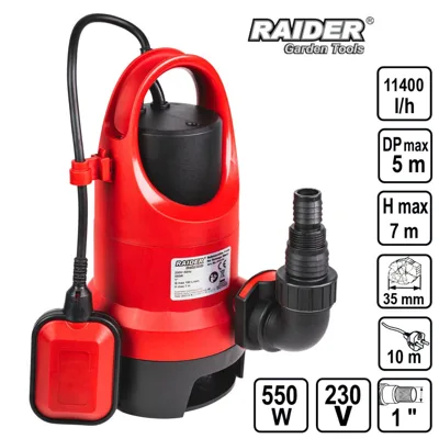 Потопяема помпа за мръсна вода Raider RD-WP67, 550 W