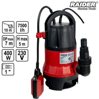 Помпа потопяема за мръсна вода RAIDER 400W 1 125L/min 5m