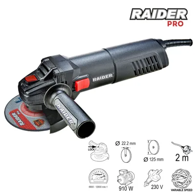 Ъглошлайф Raider Pro RDP-AG43, 125 мм, 910 W