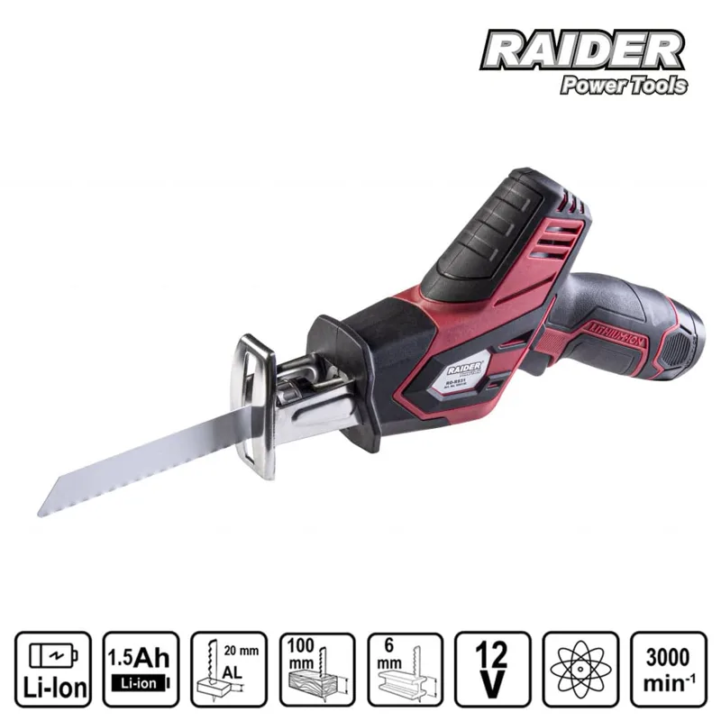 Акумулаторен саблевиден трион Raider RD-RS31, 12 V, куфар
