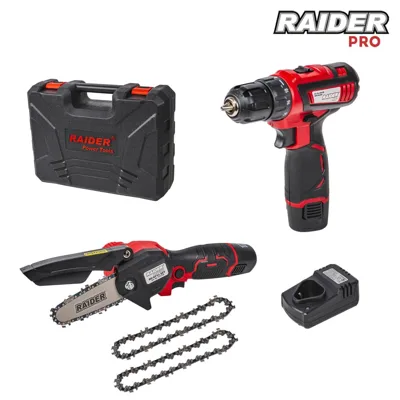 Комплект акумулаторна бормашина и резачка Raider 12 V
