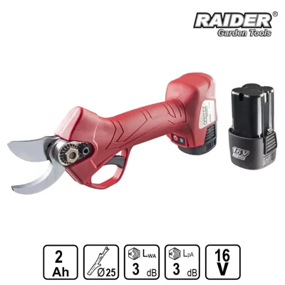 Акумулаторна лозарска ножица Raider RD-PSH02, 16 V, 25 мм