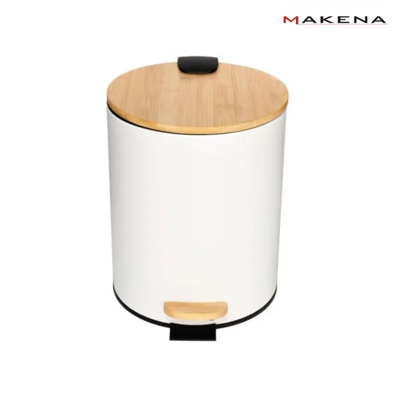 Кош за отпадъци Makena White Bamboo, 5 л, бял