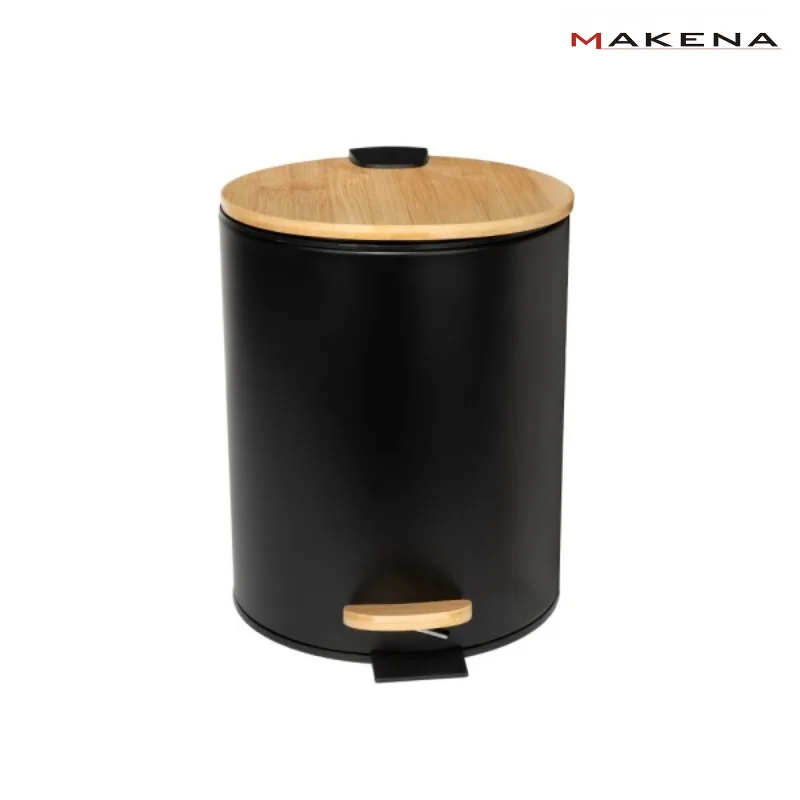 Кош за отпадъци Makena Black Bamboo, 5 л, черен
