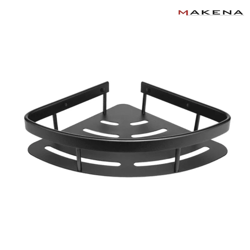 Стенна решетъчна поставка за баня Makena, 24х24 см, черна