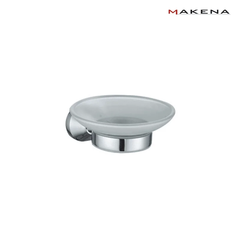 Стъклена сапунерка Makena Quad с хромиран държач