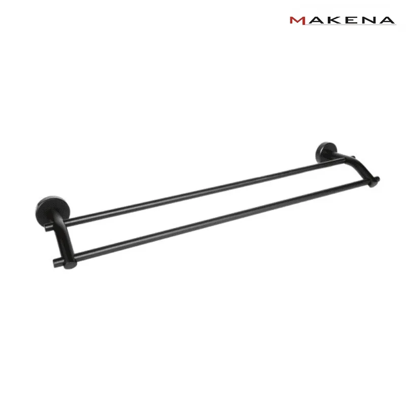 Двойна поставка за хавлии Makena Round, черен мат