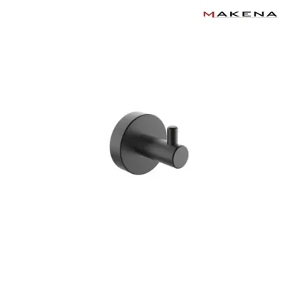 Единична закачалка за баня Makena Round, черен мат