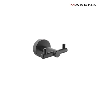 Двойна закачалка за баня Makena Round, черен мат