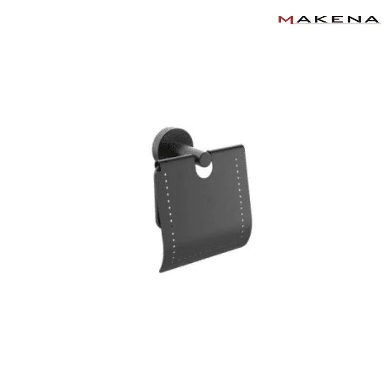 Поставка за тоалетна хартия с капак Makena Round, черен мат