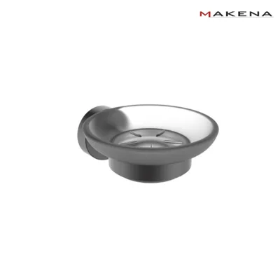 Стъклена сапунерка Makena Round, черен мат